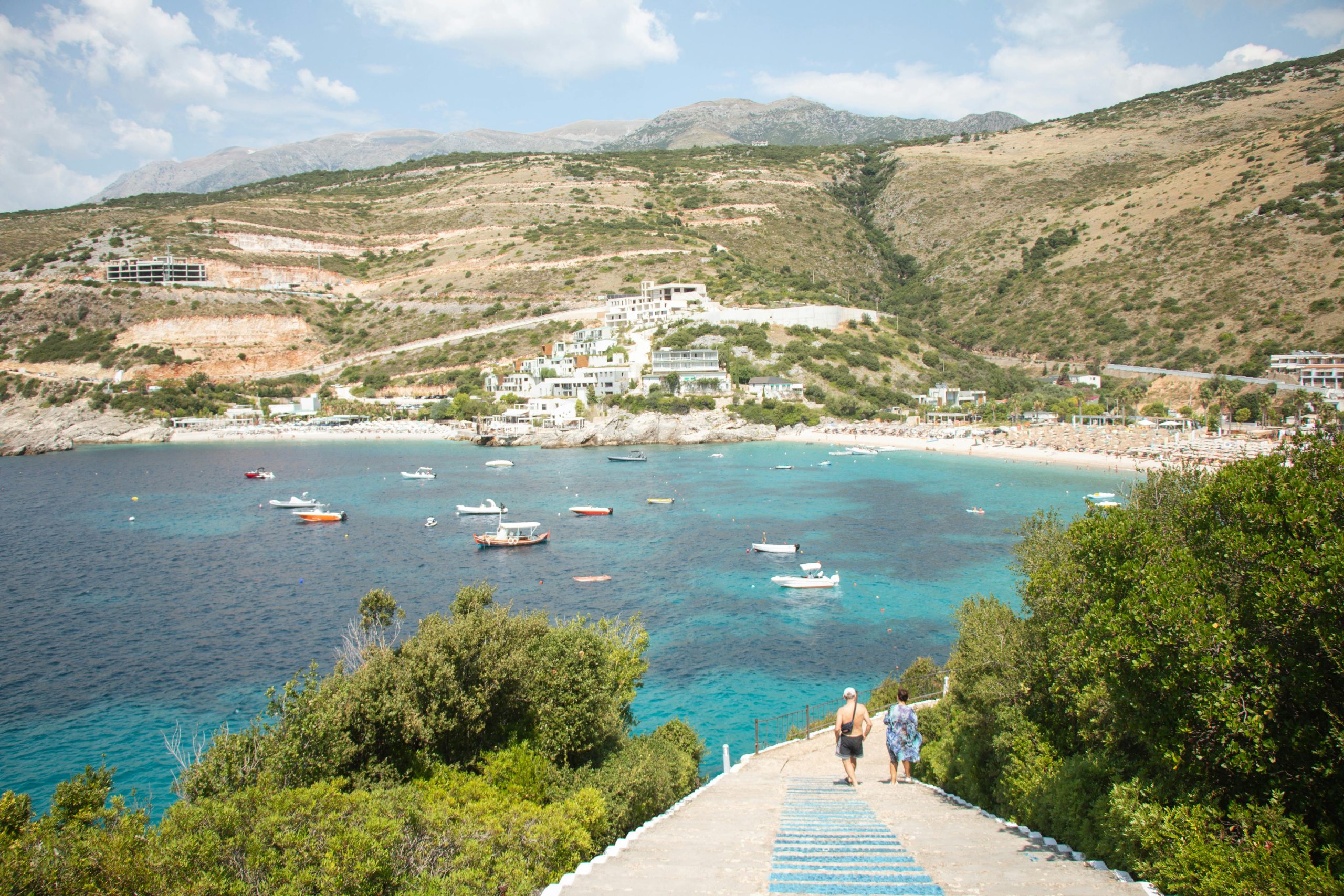 Explore the stunning coastal view from a path in Vlorë County, Albania.